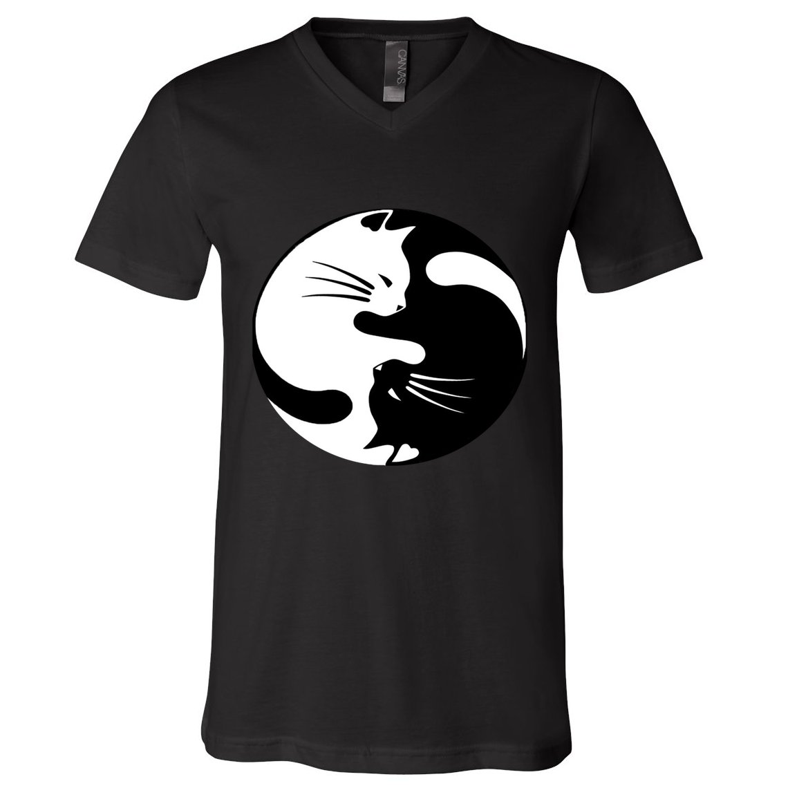 Ying Yang Cat V-Neck T-Shirt