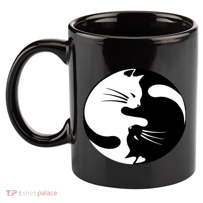 Ying Yang Cat 11oz C Handle Ceramic Mug