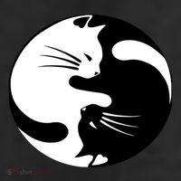 Ying Yang Cat 11oz C Handle Ceramic Mug