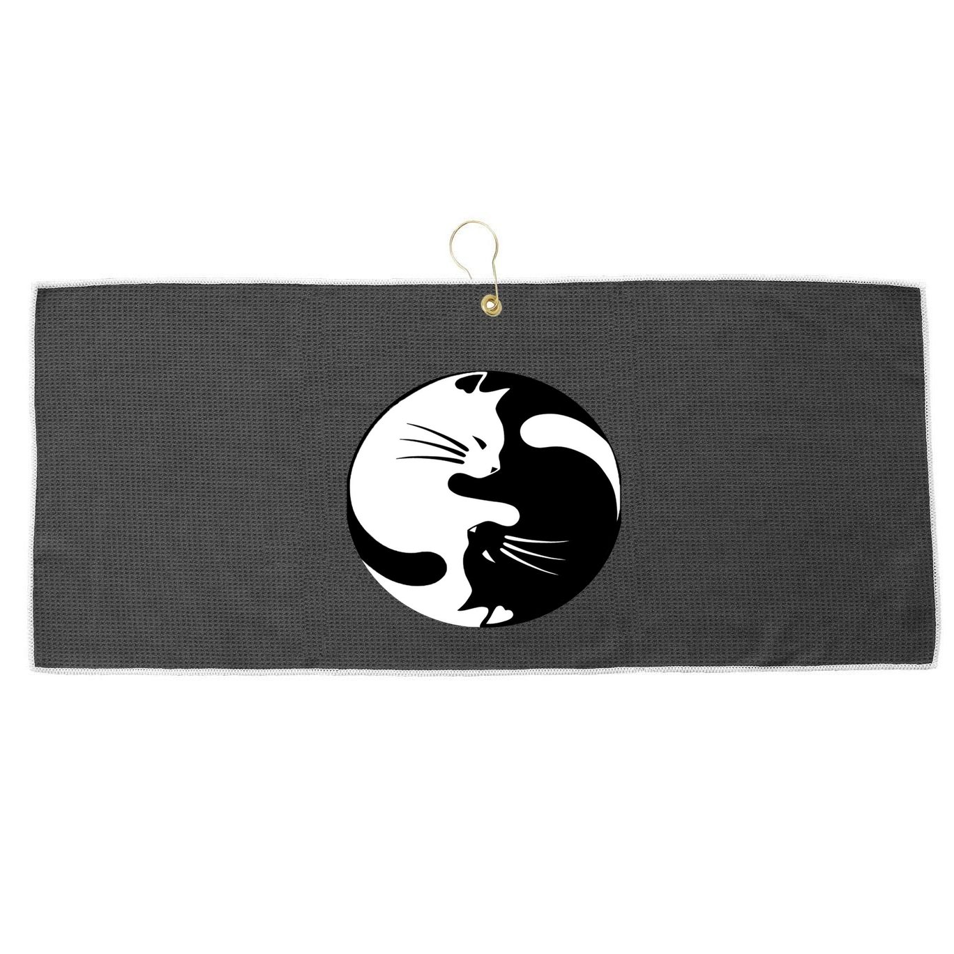 Ying Yang Cat Large Microfiber Waffle Golf Towel