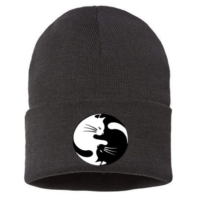 Ying Yang Cat Sustainable Knit Beanie