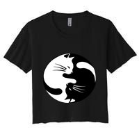 Ying Yang Cat Women's Crop Top Tee