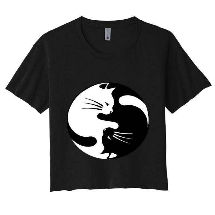 Ying Yang Cat Women's Crop Top Tee