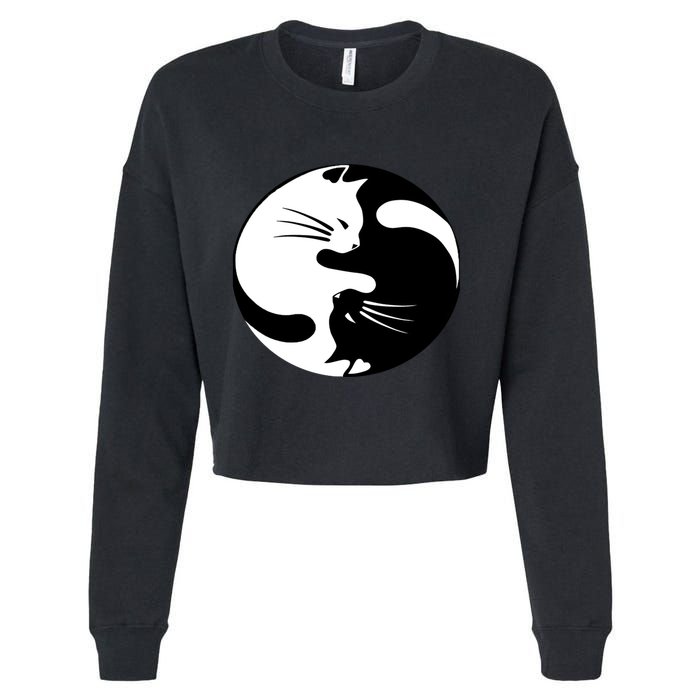 Ying Yang Cat Cropped Pullover Crew