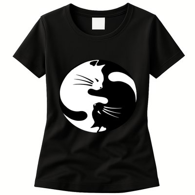 Ying Yang Cat Womens T-Shirt