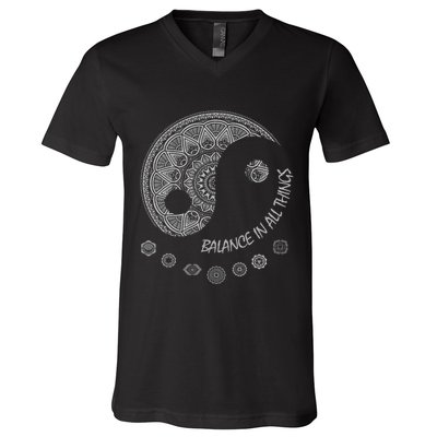 Ying Yang Chakra Spirit Spiritual Balance Mind V-Neck T-Shirt