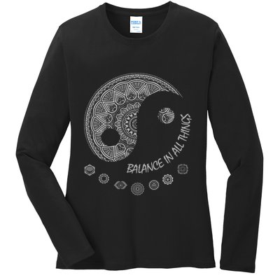 Ying Yang Chakra Spirit Spiritual Balance Mind Ladies Long Sleeve Shirt