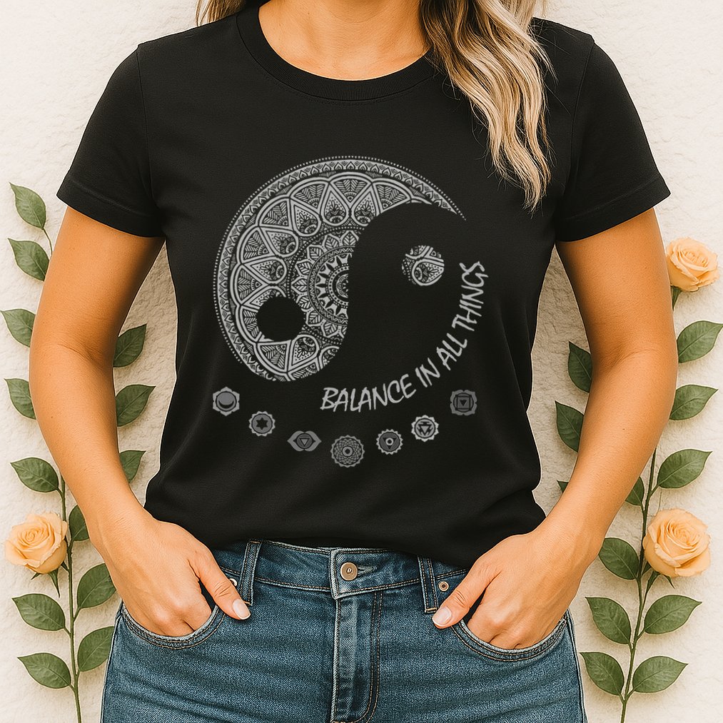 Ying Yang Chakra Spirit Spiritual Balance Mind Womens T-Shirt