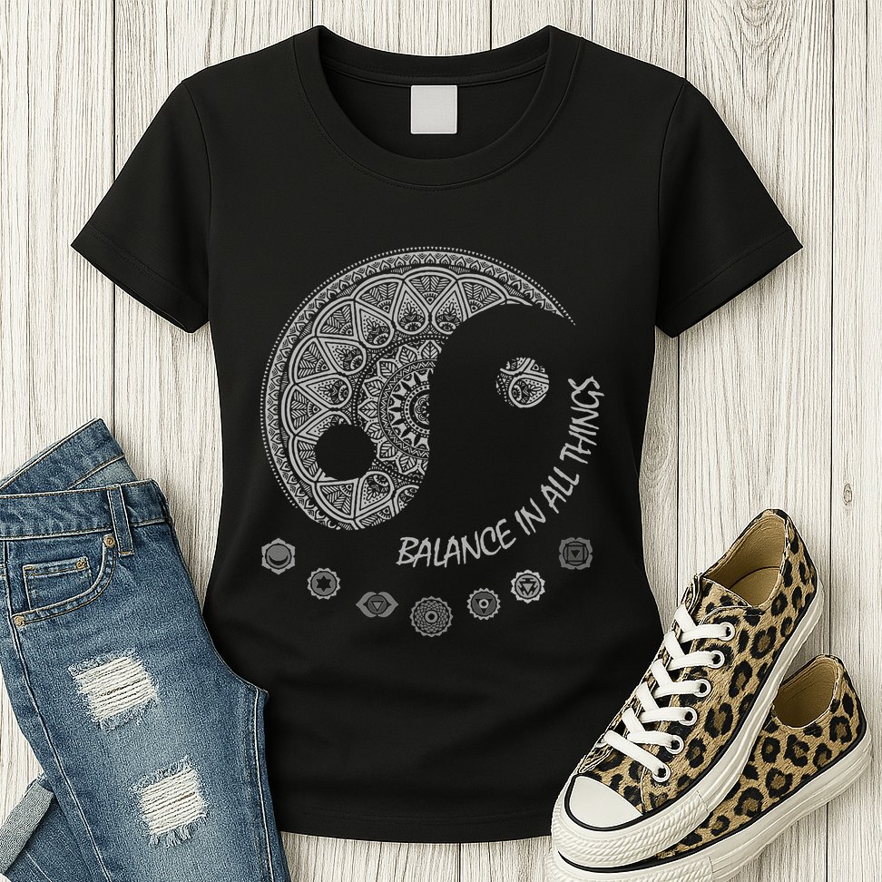 Ying Yang Chakra Spirit Spiritual Balance Mind Womens T-Shirt