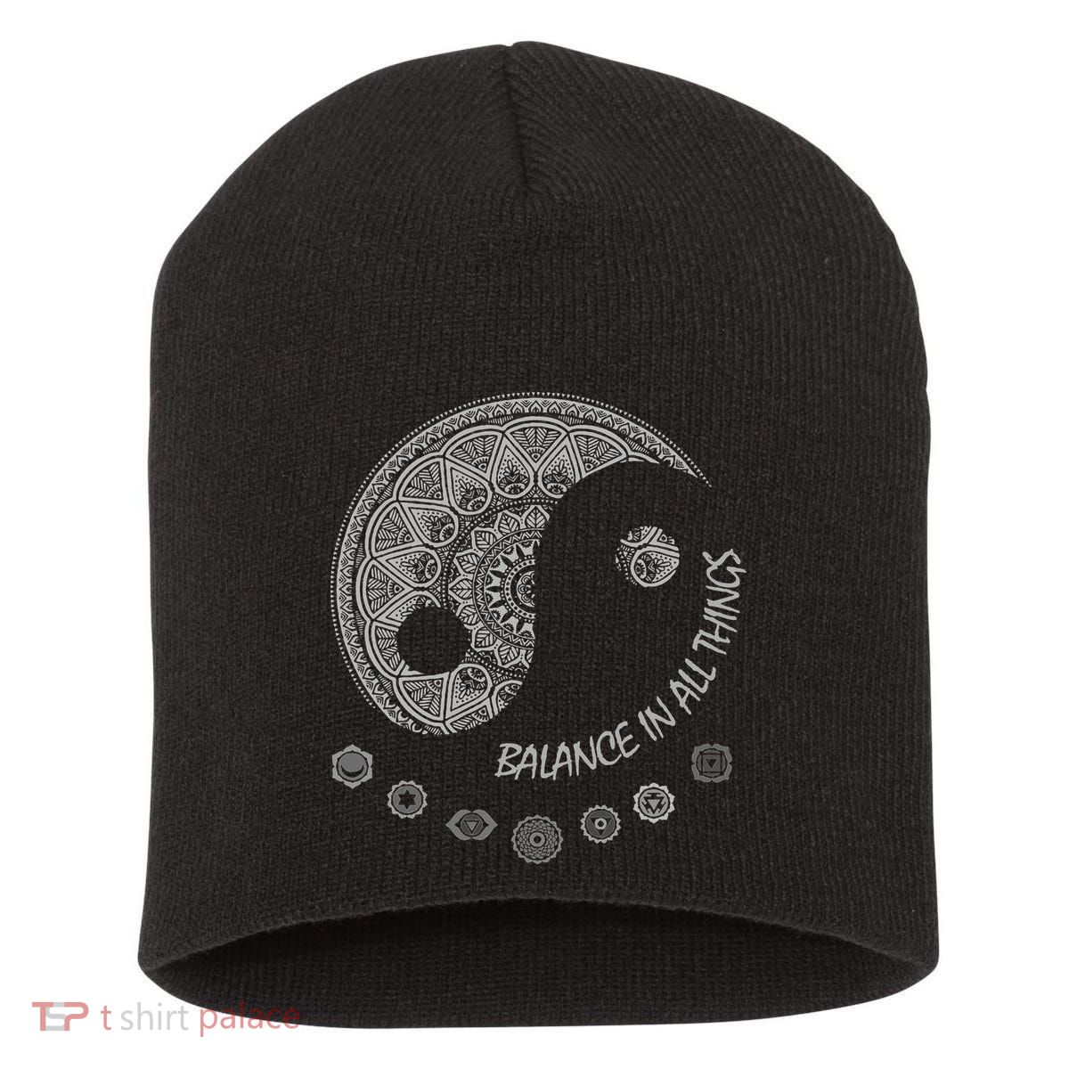 Ying Yang Chakra Spirit Spiritual Balance Mind Short Acrylic Beanie