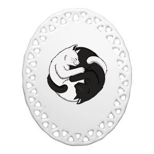 Yin Yang Cats Ceramic Oval Ornament