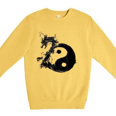 Yin Yang Dragon Water Ink Chinese Tai Chi Premium Crewneck Sweatshirt