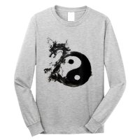 Yin Yang Dragon Water Ink Chinese Tai Chi Long Sleeve Shirt