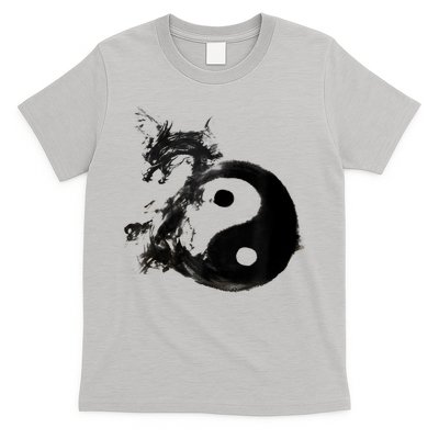 Yin Yang Dragon Water Ink Chinese Tai Chi T-Shirt