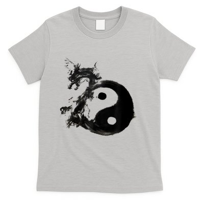 Yin Yang Dragon Water Ink Chinese Tai Chi T-Shirt