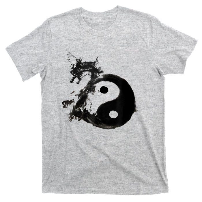 Yin Yang Dragon Water Ink Chinese Tai Chi T-Shirt