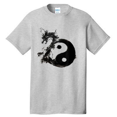 Yin Yang Dragon Water Ink Chinese Tai Chi Tall T-Shirt