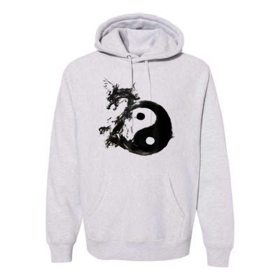 Yin Yang Dragon Water Ink Chinese Tai Chi Premium Hoodie