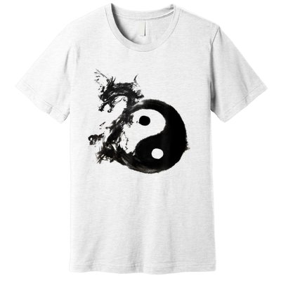 Yin Yang Dragon Water Ink Chinese Tai Chi Premium T-Shirt