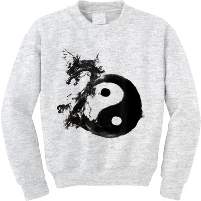 Yin Yang Dragon Water Ink Chinese Tai Chi Kids Sweatshirt
