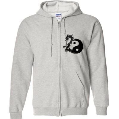 Yin Yang Dragon Water Ink Chinese Tai Chi Full Zip Hoodie