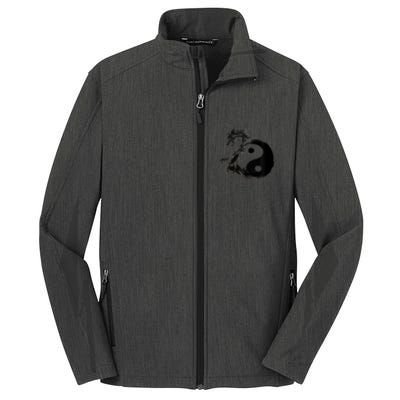 Yin Yang Dragon Water Ink Chinese Tai Chi Core Soft Shell Jacket