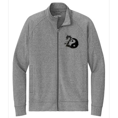 Yin Yang Dragon Water Ink Chinese Tai Chi Stretch Full-Zip Cadet Jacket