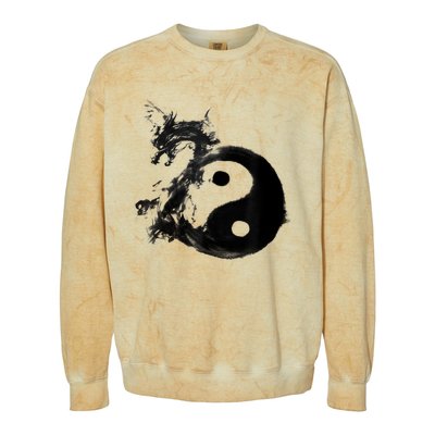 Yin Yang Dragon Water Ink Chinese Tai Chi Colorblast Crewneck Sweatshirt