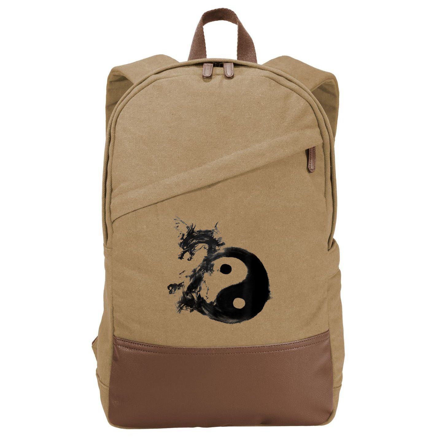Yin Yang Dragon Water Ink Chinese Tai Chi Cotton Canvas Backpack