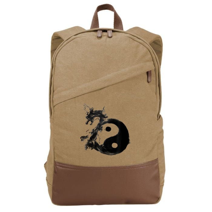 Yin Yang Dragon Water Ink Chinese Tai Chi Cotton Canvas Backpack