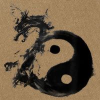 Yin Yang Dragon Water Ink Chinese Tai Chi Cotton Canvas Backpack