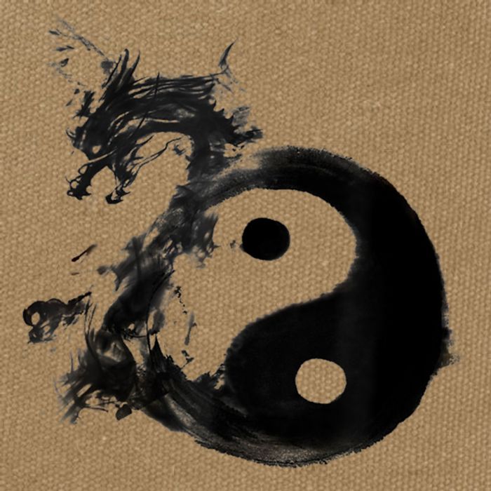 Yin Yang Dragon Water Ink Chinese Tai Chi Cotton Canvas Backpack