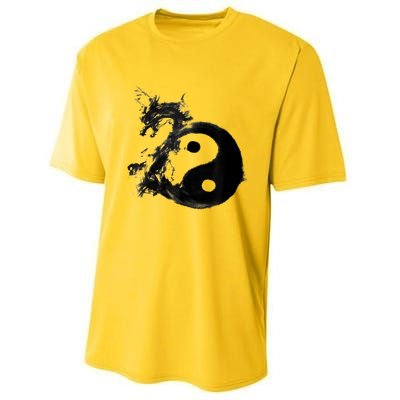 Yin Yang Dragon Water Ink Chinese Tai Chi Performance Sprint T-Shirt