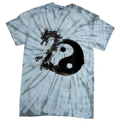 Yin Yang Dragon Water Ink Chinese Tai Chi Tie-Dye T-Shirt