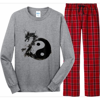 Yin Yang Dragon Water Ink Chinese Tai Chi Long Sleeve Pajama Set