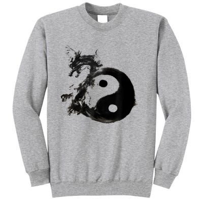 Yin Yang Dragon Water Ink Chinese Tai Chi Tall Sweatshirt