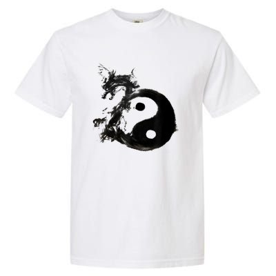 Yin Yang Dragon Water Ink Chinese Tai Chi Garment-Dyed Heavyweight T-Shirt