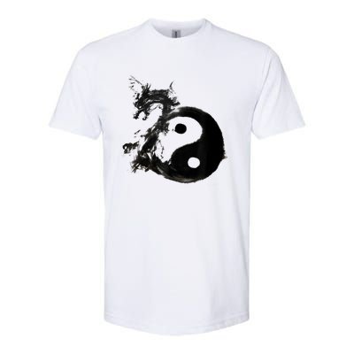 Yin Yang Dragon Water Ink Chinese Tai Chi Softstyle CVC T-Shirt