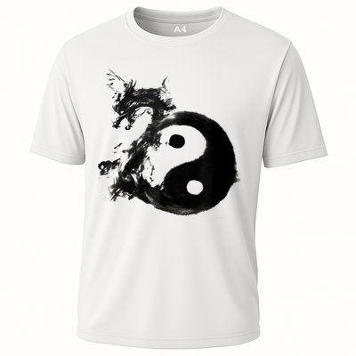 Yin Yang Dragon Water Ink Chinese Tai Chi Cooling Performance Crew T-Shirt