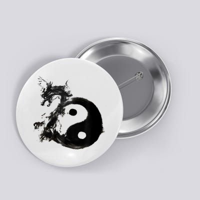 Yin Yang Dragon Water Ink Chinese Tai Chi Button