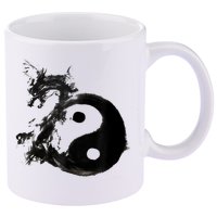 Yin Yang Dragon Water Ink Chinese Tai Chi 11oz C Handle Ceramic Mug