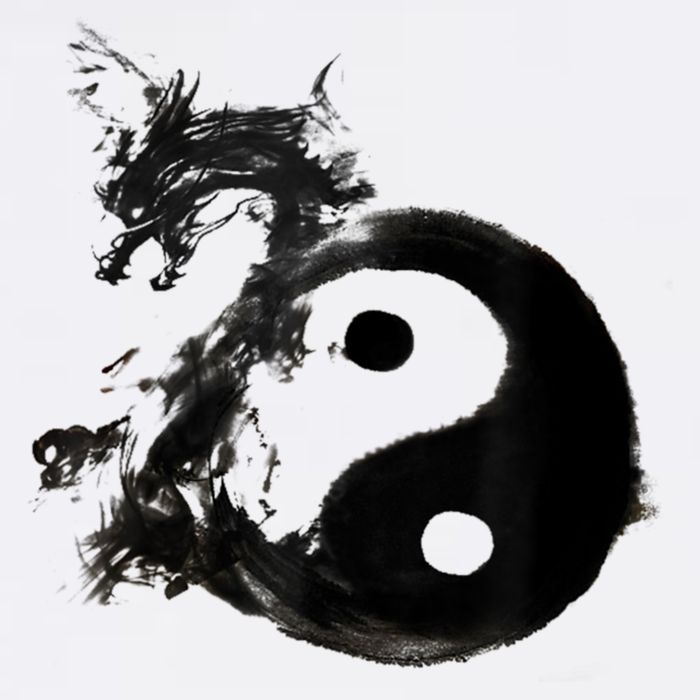 Yin Yang Dragon Water Ink Chinese Tai Chi 11oz C Handle Ceramic Mug