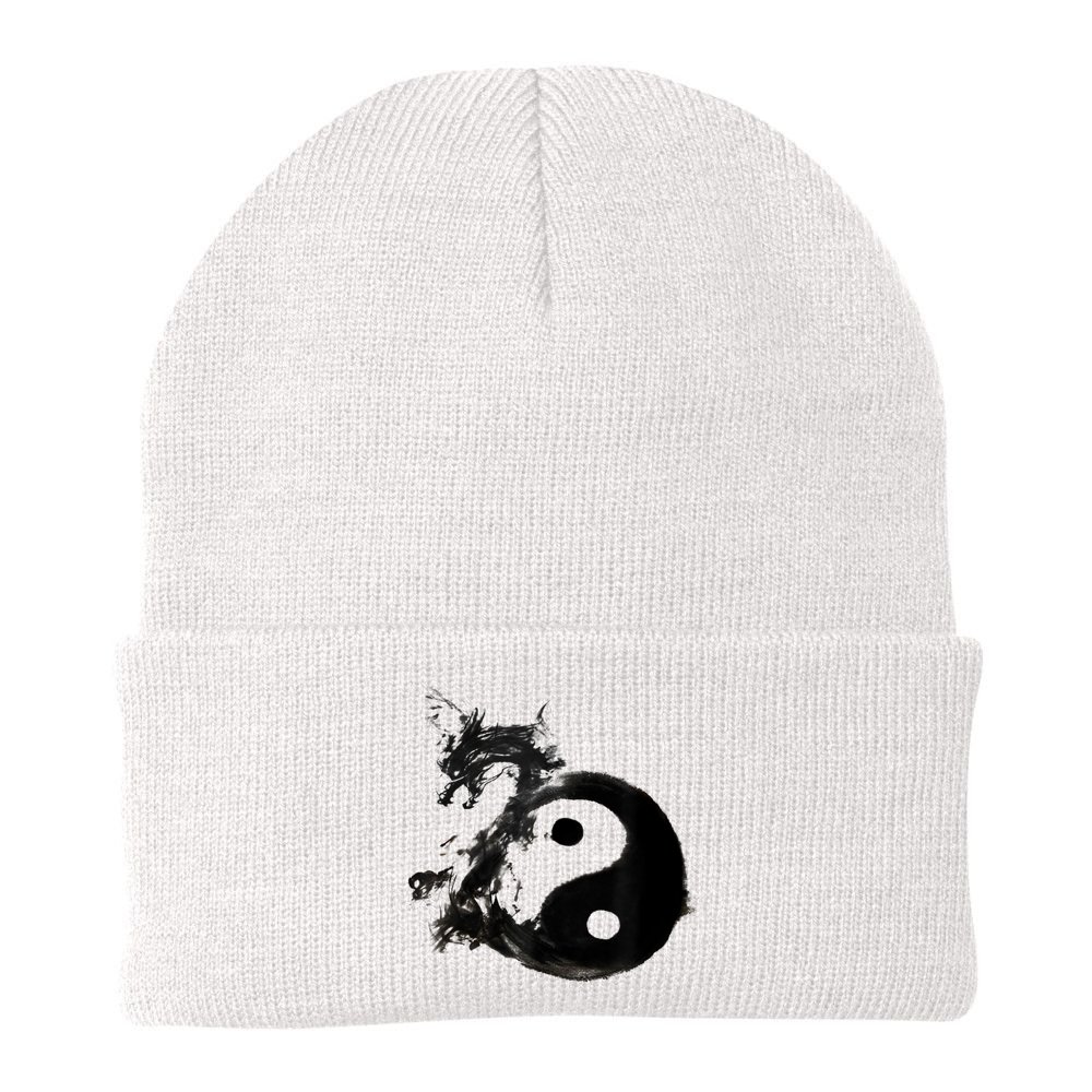 Yin Yang Dragon Water Ink Chinese Tai Chi Beanie