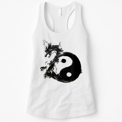 Yin Yang Dragon Water Ink Chinese Tai Chi Womens Tank Top