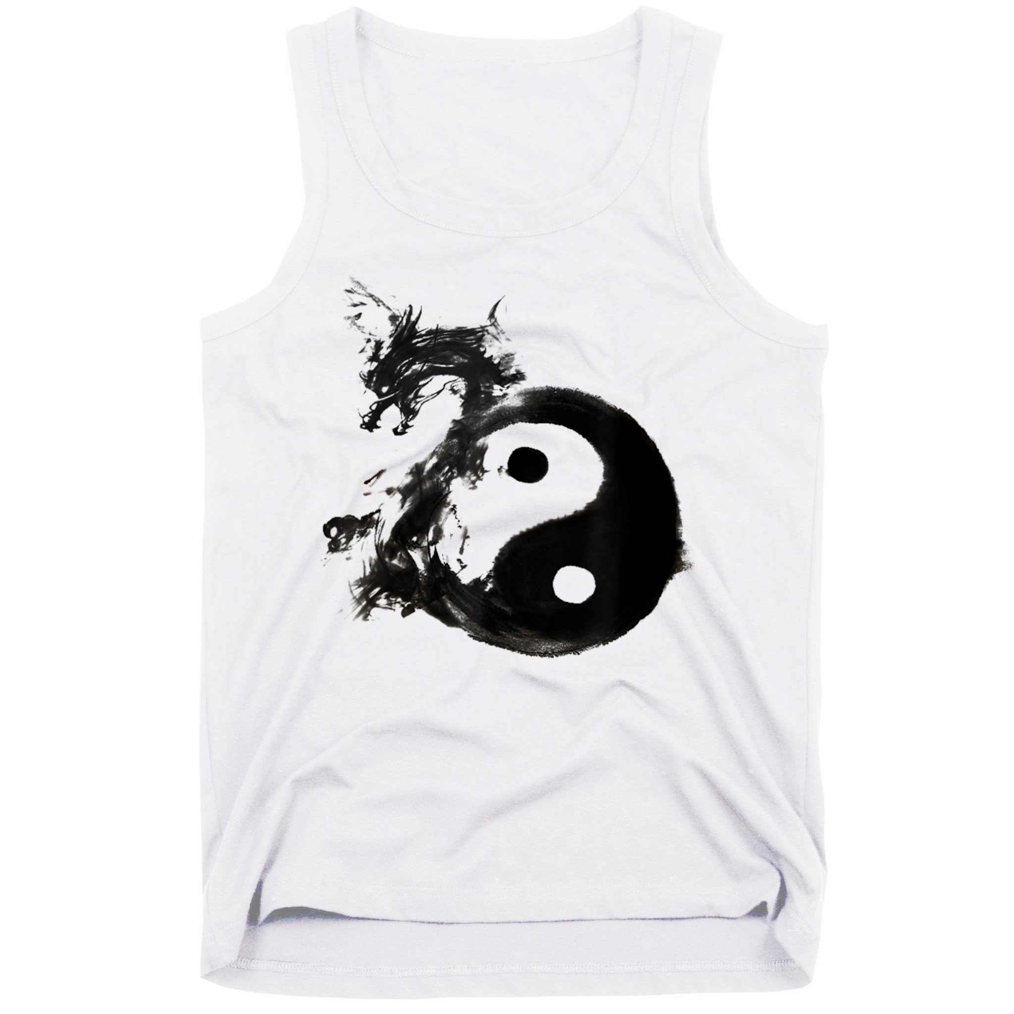 Yin Yang Dragon Water Ink Chinese Tai Chi Tank Top