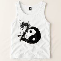 Yin Yang Dragon Water Ink Chinese Tai Chi Tank Top