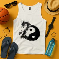 Yin Yang Dragon Water Ink Chinese Tai Chi Tank Top