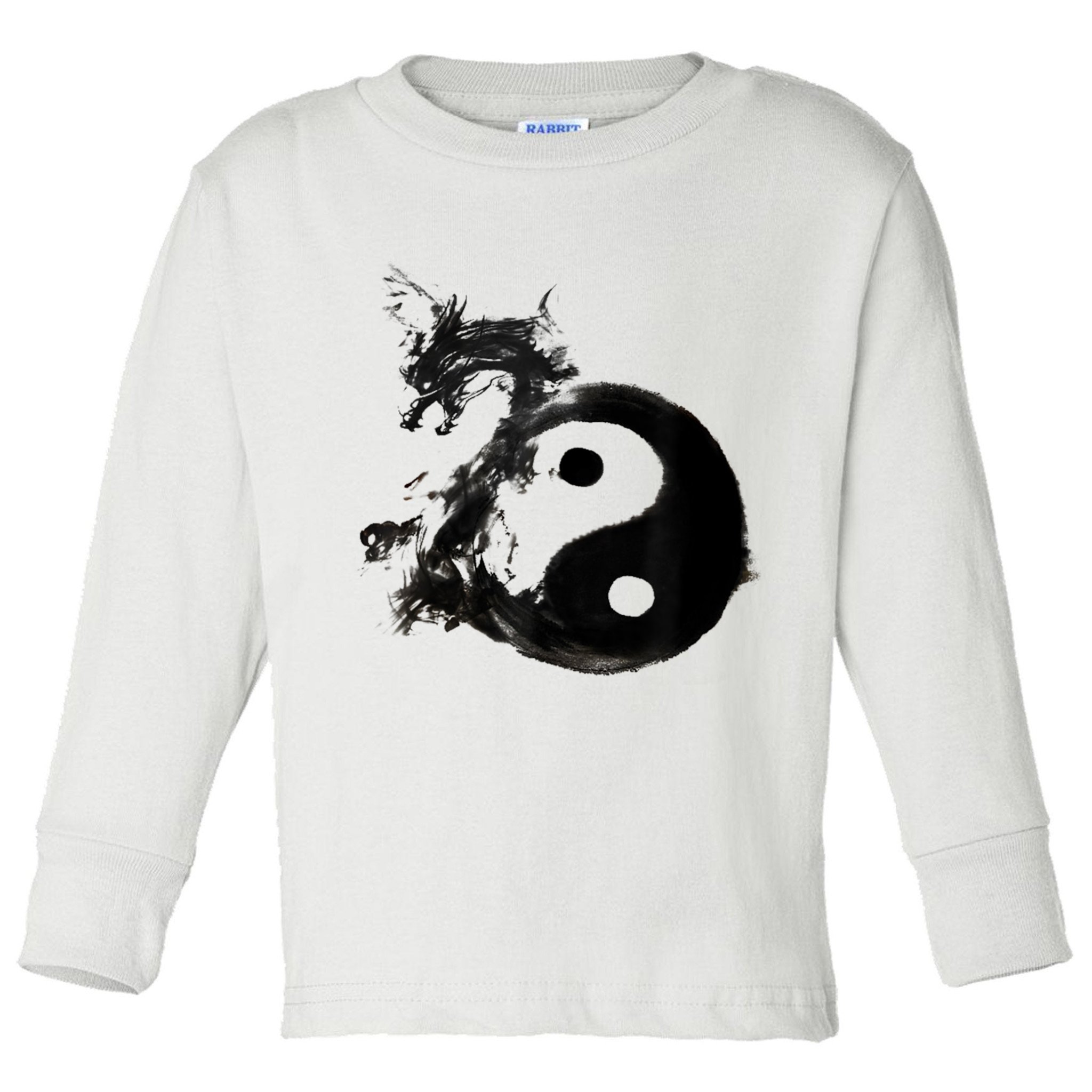 Yin Yang Dragon Water Ink Chinese Tai Chi Toddler Long Sleeve Shirt