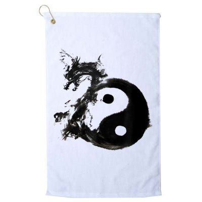 Yin Yang Dragon Water Ink Chinese Tai Chi Golf Towel