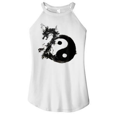 Yin Yang Dragon Water Ink Chinese Tai Chi Women's Perfect Tri Rocker Tank